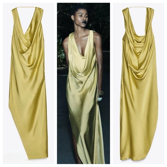 NWT ZARA ZW COLLECTION SATIN FLOWY DRESS